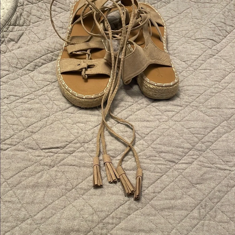 Qupid Cream Espadrille Sandals